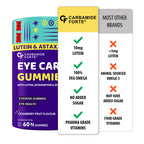 Eye Care Gummies with Lutein, Zeaxanthin, Astaxanthin, Omega-3 DHA, Vitamin C & E | Vision Support Supplement | No Added Sugar | Vegetarian | 60 Gummies