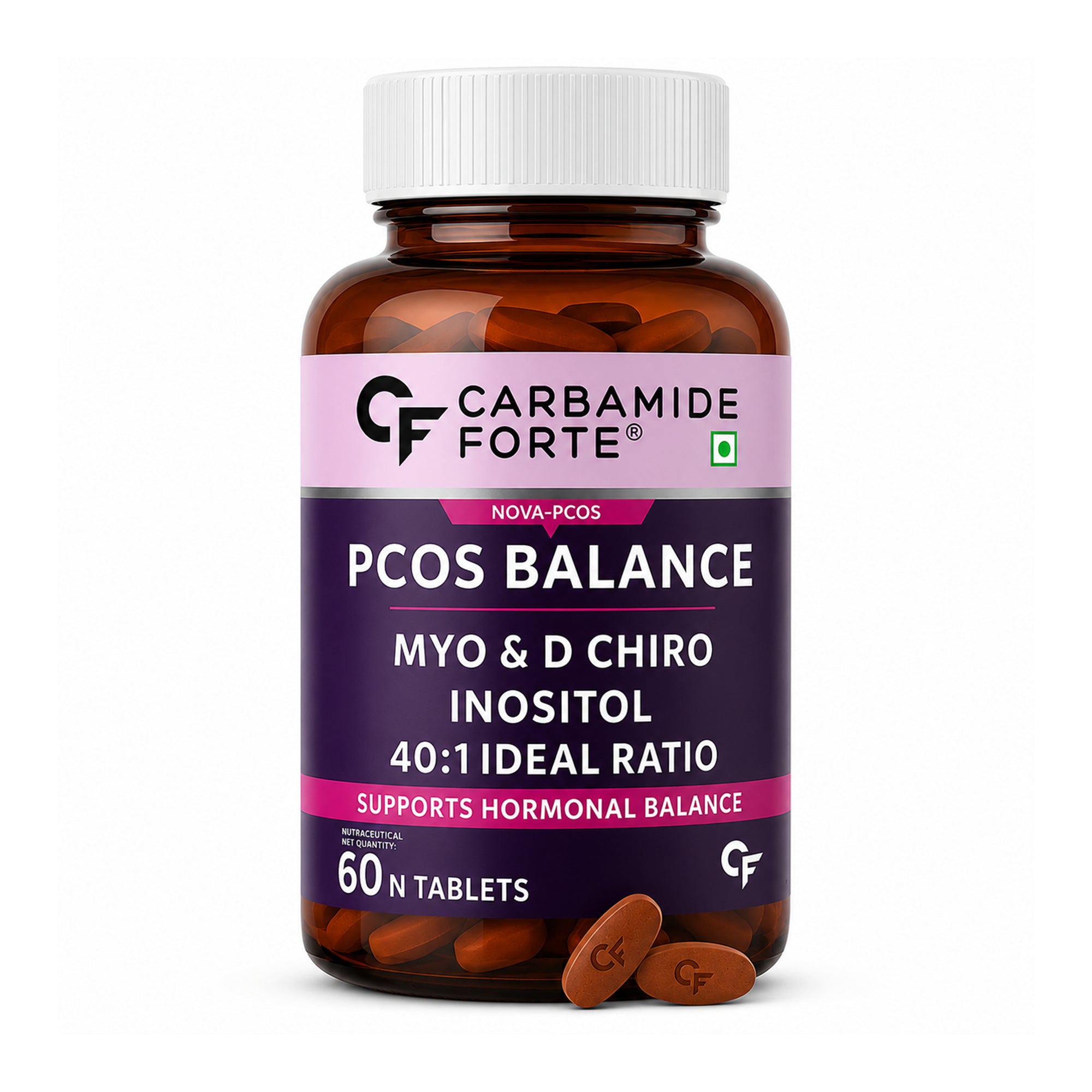 Myo & D-Chiro Inositol 40:1 Ratio 2050mg with Berberine, Zinc, Folate & Vitamin D | PCOS Hormonal Balance Supplement for Women | 60 Tablets