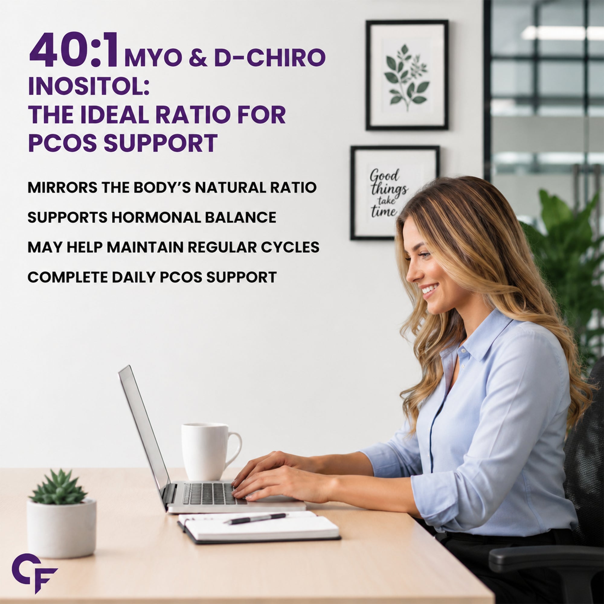 Myo & D-Chiro Inositol 40:1 Ratio 2050mg with Berberine, Zinc, Folate & Vitamin D | PCOS Hormonal Balance Supplement for Women | 60 Tablets