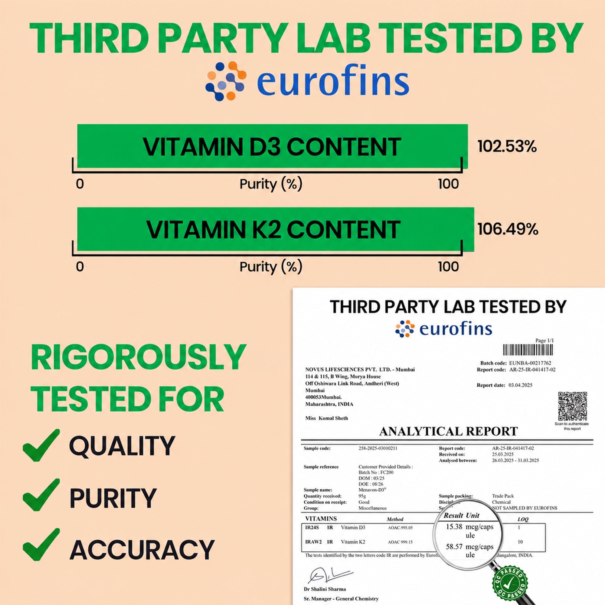 Vitamin D3 + K2 MK-7 Tablets 120 Count | Plant-Based Lichen Vitamin D3 600 IU | 55 mcg Vitamin K2 | Bone & Immune Support | 4 Month Supply | Vegetarian Supplement