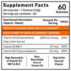 Vitamin D3 + K2 MK7 + B12 Gummies 60 Count | Veg Lichen Vitamin D3 600 IU | No Added Sugar | Bone & Immune Support | Mango Flavour | Vegetarian