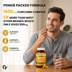 Curcuvon Curcumin 1500mg with 95% Curcuminoids, Piperine & Ginger Extract | Turmeric Supplement for Immunity & Antioxidant Support | 90 Tablets
