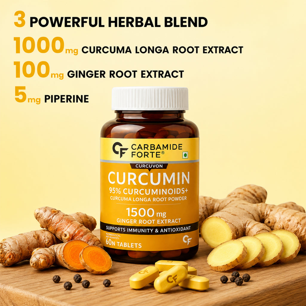Curcuvon Curcumin 1500mg with 95% Curcuminoids, Piperine & Ginger Extract | Turmeric Supplement for Immunity & Antioxidant Support | 60 Tablets