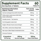 Burner 8X Weight Management Tablets | Garcinia Cambogia, Green Coffee Bean, Green Tea Extract, CLA & Chromium | Fat Burner Supplement | 60 Vegetarian Tablets