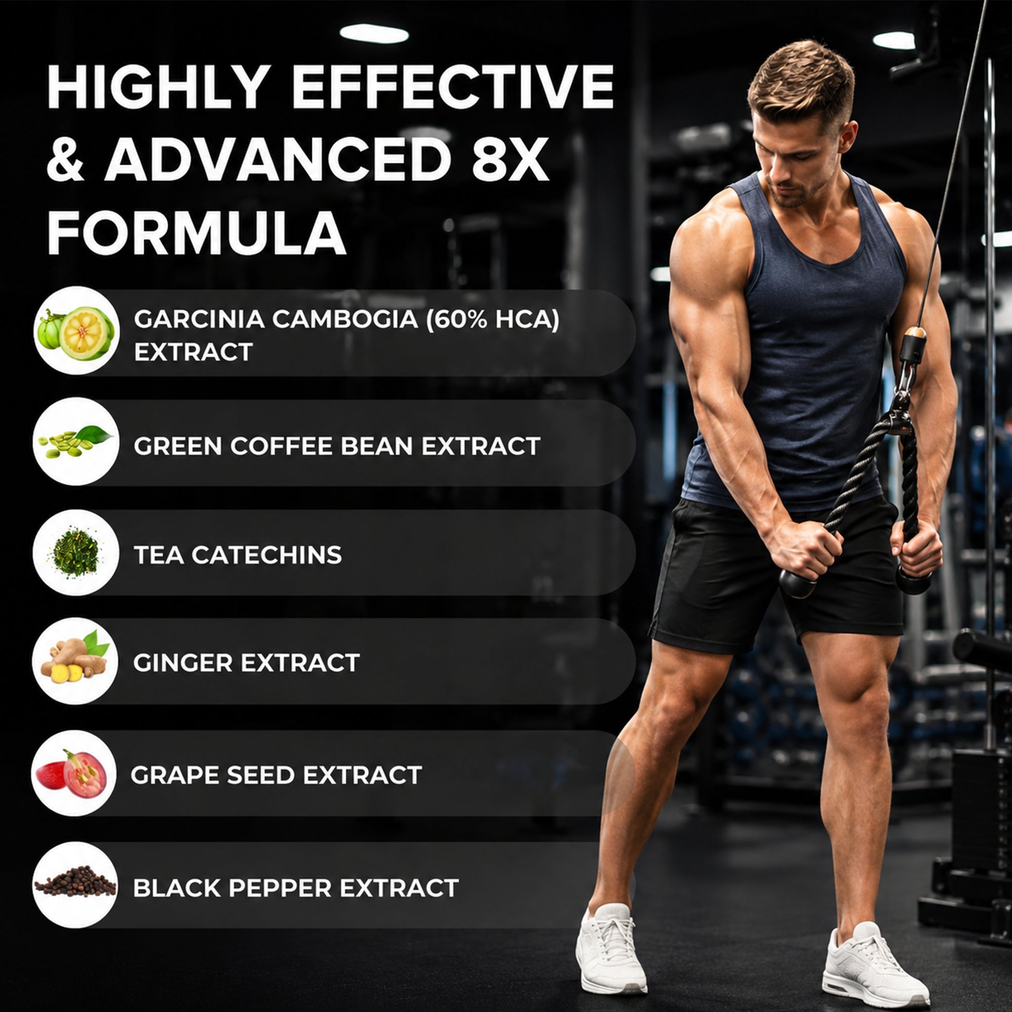 Burner 8X Weight Management Tablets | Garcinia Cambogia, Green Coffee Bean, Green Tea Extract, CLA & Chromium | Fat Burner Supplement | 60 Vegetarian Tablets