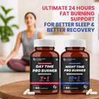 Day & Night Fat Burner Capsules for Women & Men | Weight Management Supplement | L-Carnitine, Green Tea, Garcinia Cambogia, Melatonin | 60 + 60 Vegetarian Capsules