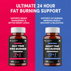 Day & Night Fat Burner Capsules for Women & Men | Weight Management Supplement | L-Carnitine, Green Tea, Garcinia Cambogia, Melatonin | 60 + 60 Vegetarian Capsules
