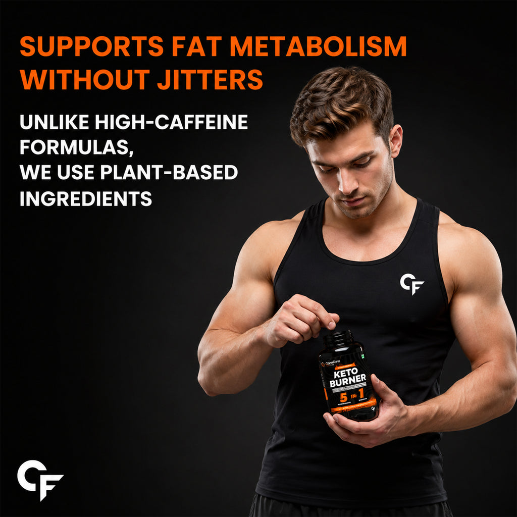 Keto Burner Tablets with Garcinia Cambogia, Green Tea, Green Coffee Bean & L-Carnitine | Metabolism & Energy Support | 60 Vegetarian Tablets