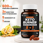 Keto Burner Tablets with Garcinia Cambogia, Green Tea, Green Coffee Bean & L-Carnitine | Metabolism & Energy Support | 60 Vegetarian Tablets