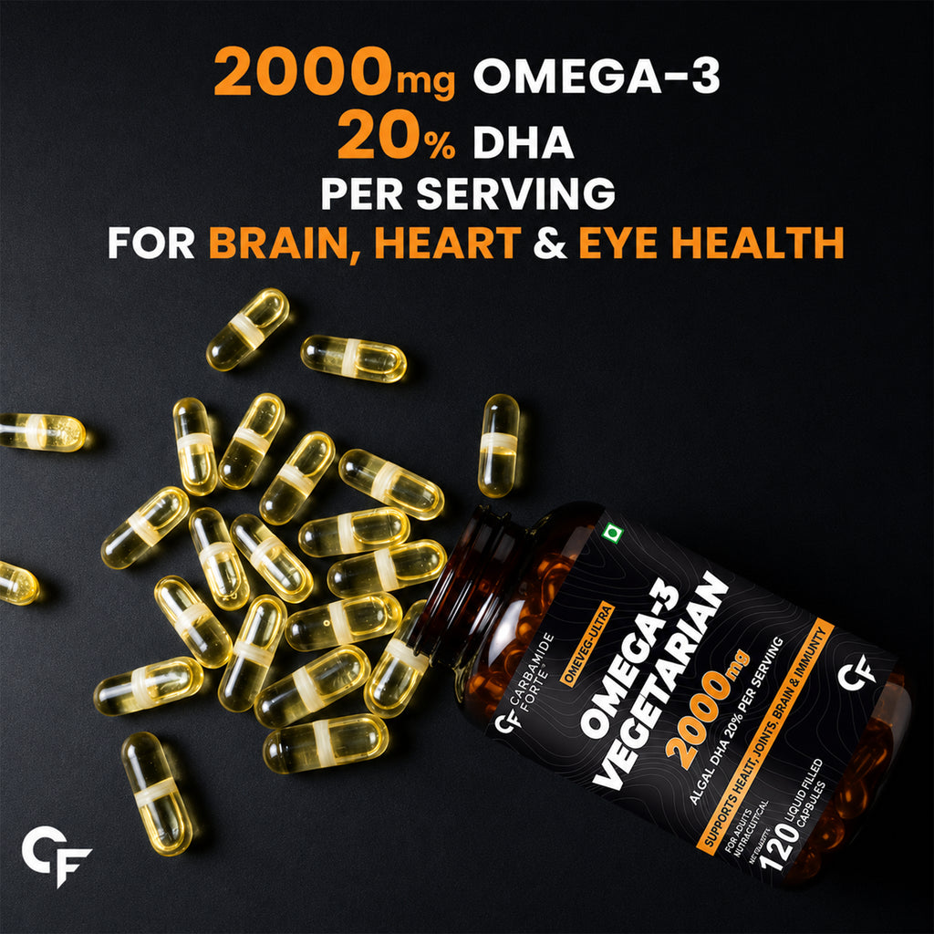 Vegetarian Omega 3 DHA 2000mg Capsules | Plant-Based Algal Oil Supplement | Vegan Fish Oil Alternative | Supports Brain, Heart, Joint & Immune Health | 120 Liquid-Filled Capsules