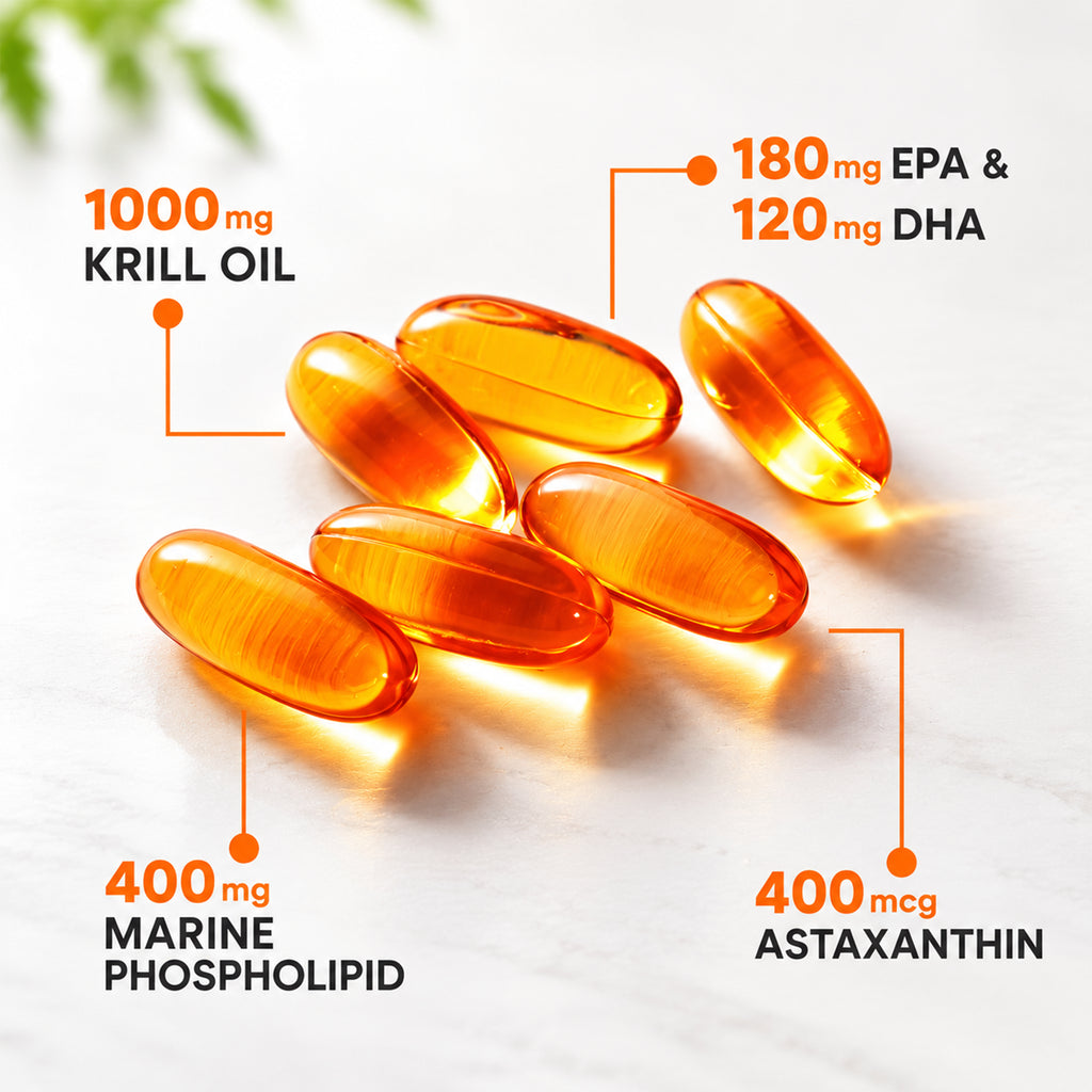 Antarctic Krill Oil 1000mg Softgels | Omega-3 EPA DHA & Astaxanthin | Marine Phospholipids | Heart Health Support | 30 Softgels