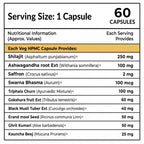 Shilajit Gold Capsules with Ashwagandha, Gokshura, Black Musli & Saffron | Himalayan Shilajit Ayurvedic Supplement | 60 Vegetarian Capsules