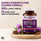 Berberine 1000mg with Milk Thistle & Cinnamon Capsules | 98% Berberine HCl | Metabolism, Liver, Digestion & Immune Support | 60 Capsules
