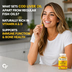 Cod Liver Oil 300mg Softgels with Omega-3 EPA DHA, Vitamin A & D3 | Heart, Joint & Eye Health Support | Molecularly Distilled | No Fishy Burps | Lemon Flavoured | 120 Softgels