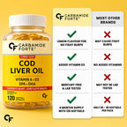 Cod Liver Oil 300mg Softgels with Omega-3 EPA DHA, Vitamin A & D3 | Heart, Joint & Eye Health Support | Molecularly Distilled | No Fishy Burps | Lemon Flavoured | 120 Softgels