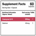 Coenzyme Q10 (CoQ10) 200mg with Selenium | Heart Health & Cellular Energy Support | 60 Capsules