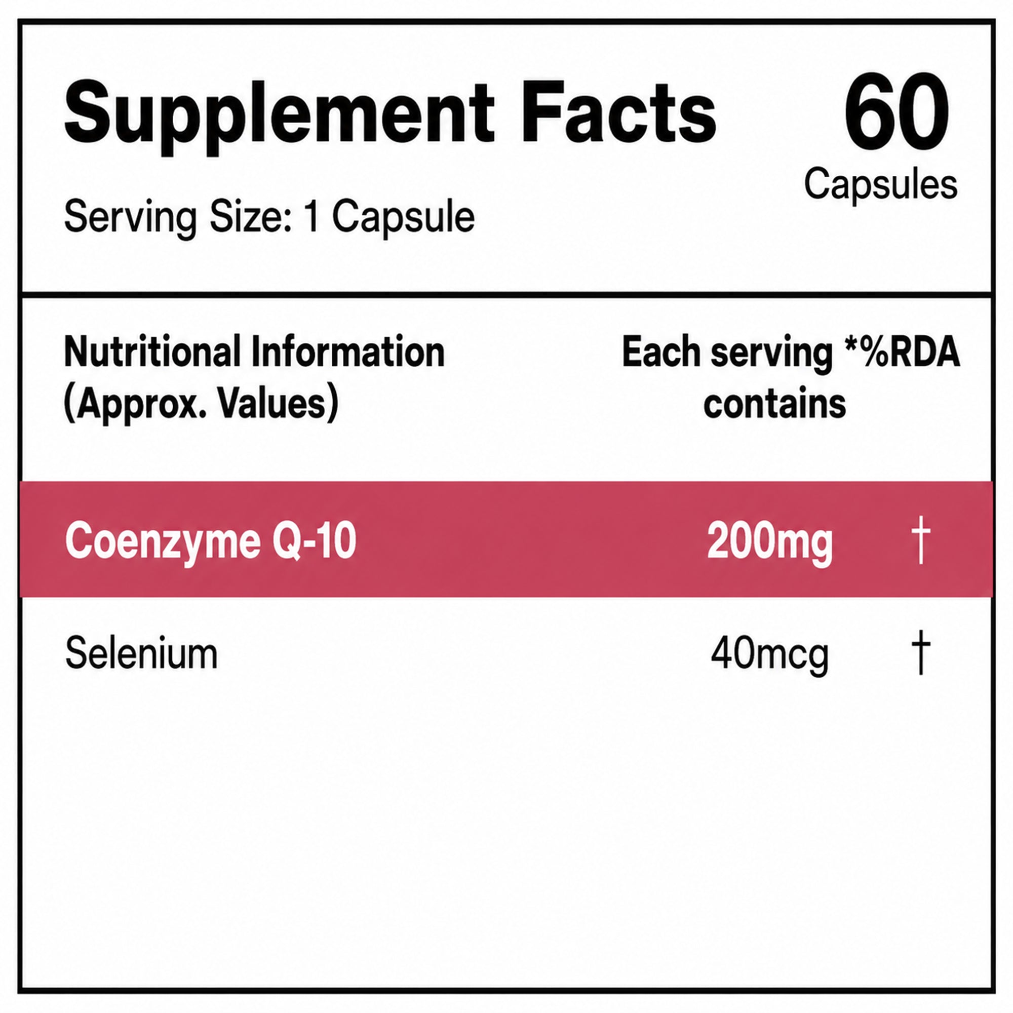Coenzyme Q10 (CoQ10) 200mg with Selenium | Heart Health & Cellular Energy Support | 60 Capsules