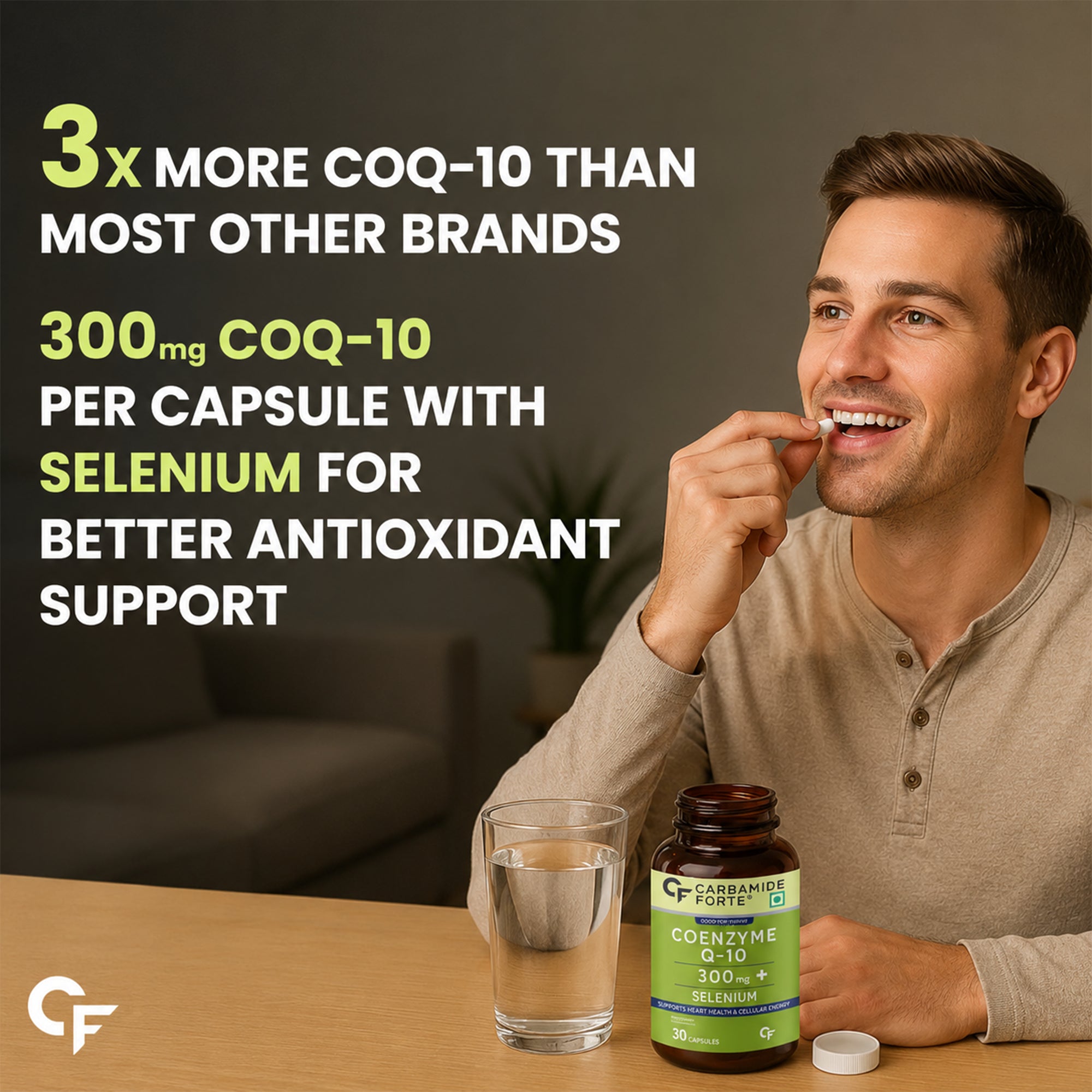 Coenzyme Q10 300mg with Selenium 40mcg | High Absorption CoQ10 Supplement for Heart Health, Cellular Energy & Antioxidant Support | Non-GMO, Gluten-Free | 30 Capsules