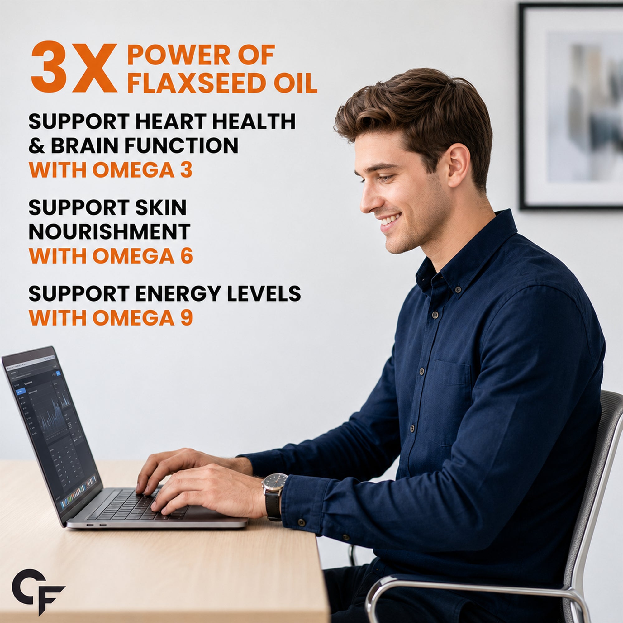 Flaxseed Oil Capsules 1000mg | Plant-Based Omega 3 6 9 Supplement | Cold Pressed Vegetarian Omega-3 | Heart, Brain, Skin & Joint Support | 60 Capsules