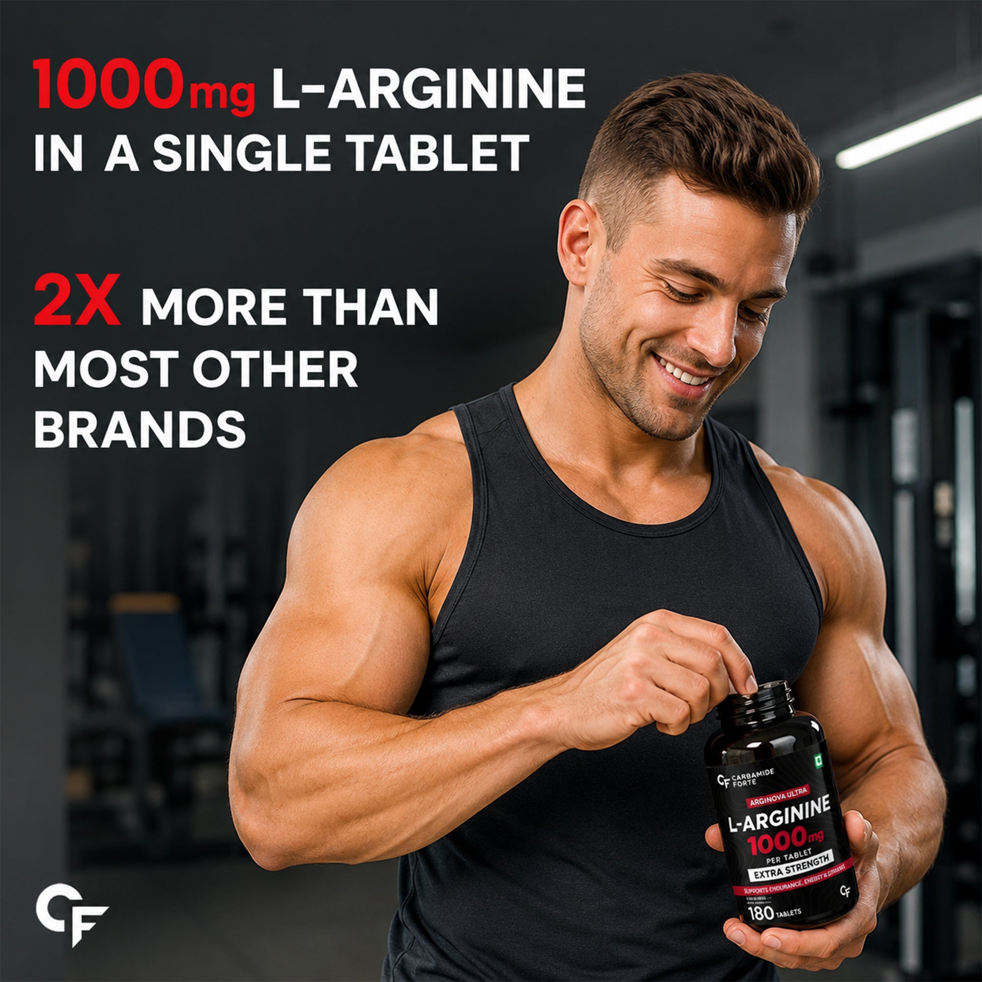 L-Arginine 1000mg Tablets | Nitric Oxide Booster for Endurance, Energy & Workout Performance | 180 Tablets | 6-Month Supply