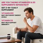 Vitamin B12 1500mcg + Vitamin D3 1000 IU Tablets | Methylcobalamin with Alpha Lipoic Acid, Vitamin B6 & Folic Acid | High Strength Daily Supplement | 60 Tablets