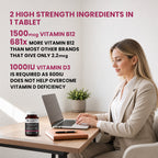 Vitamin B12 1500mcg + Vitamin D3 1000 IU Tablets | Methylcobalamin with Alpha Lipoic Acid, Vitamin B6 & Folic Acid | High Strength Daily Supplement | 60 Tablets