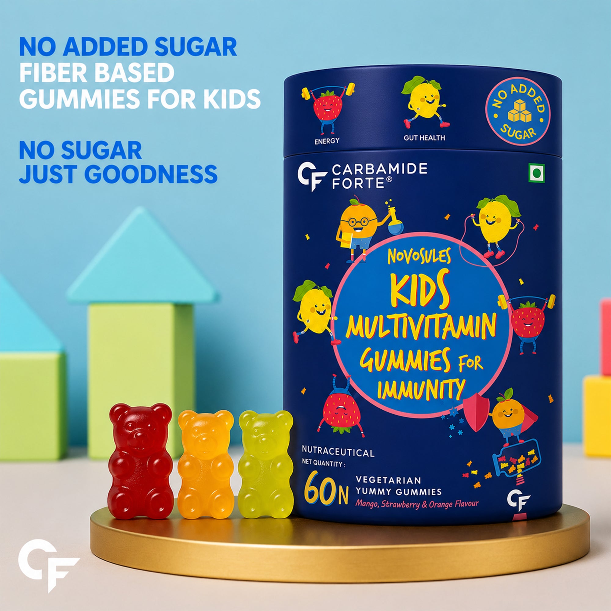 Kids Multivitamin Gummies with 20 Essential Nutrients | 13 Vitamins, 3 Minerals, Prebiotic & Botanical Blend | Daily Nutrition Support for Kids Age 5+ | 60 Gummies
