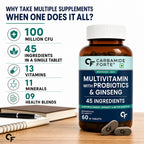 Men's Multivitamin Tablets with 45 Nutrients, 9 Functional Blends, Probiotics & Korean Ginseng | Daily Vitamins & Minerals for Energy, Immunity, Brain & Bone Support | 60 Tablets