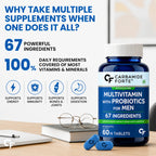 Men's Multivitamin 60 Tablets | 67 Ingredients, 13 Functional Blends, Vitamins, Minerals, Probiotics & Antioxidants | Daily Men's Wellness Supplement | 2 Month Supply