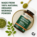 Organic Moringa Tablets 1000mg with Chromium Picolinate | Vegan Moringa Oleifera Leaf Supplement | Antioxidant, Energy, Immune & Metabolism Support | 60 Tablets