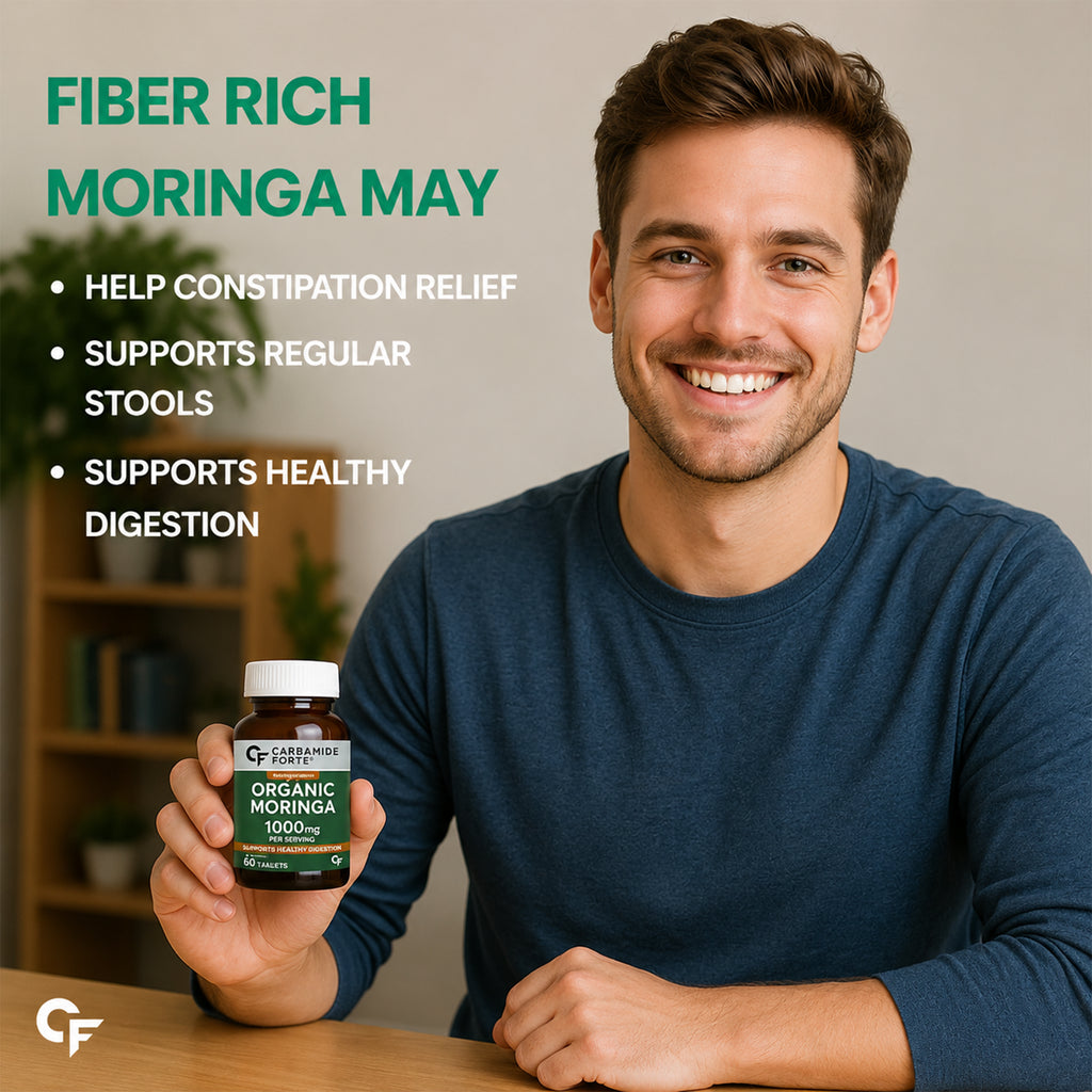 Organic Moringa Tablets 1000mg with Chromium Picolinate | Vegan Moringa Oleifera Leaf Supplement | Antioxidant, Energy, Immune & Metabolism Support | 60 Tablets
