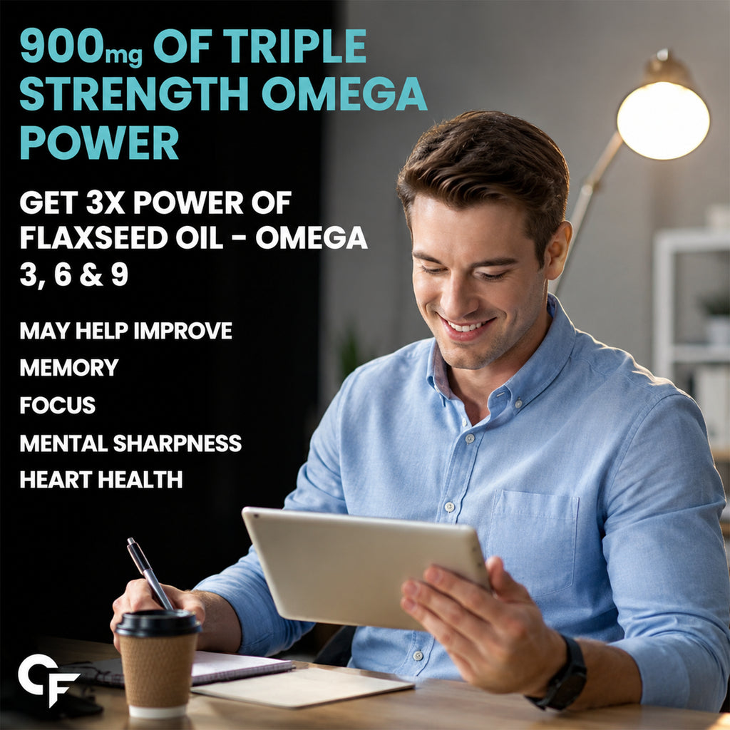 Flaxseed Oil 1000mg Softgels | 825mg Omega 3-6-9 | Cold Pressed Plant-Based Omega Supplement | Vegetarian Fish Oil Alternative | 120 Softgels