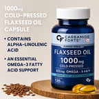 Flaxseed Oil 1000mg Softgels | 825mg Omega 3-6-9 | Cold Pressed Plant-Based Omega Supplement | Vegetarian Fish Oil Alternative | 120 Softgels