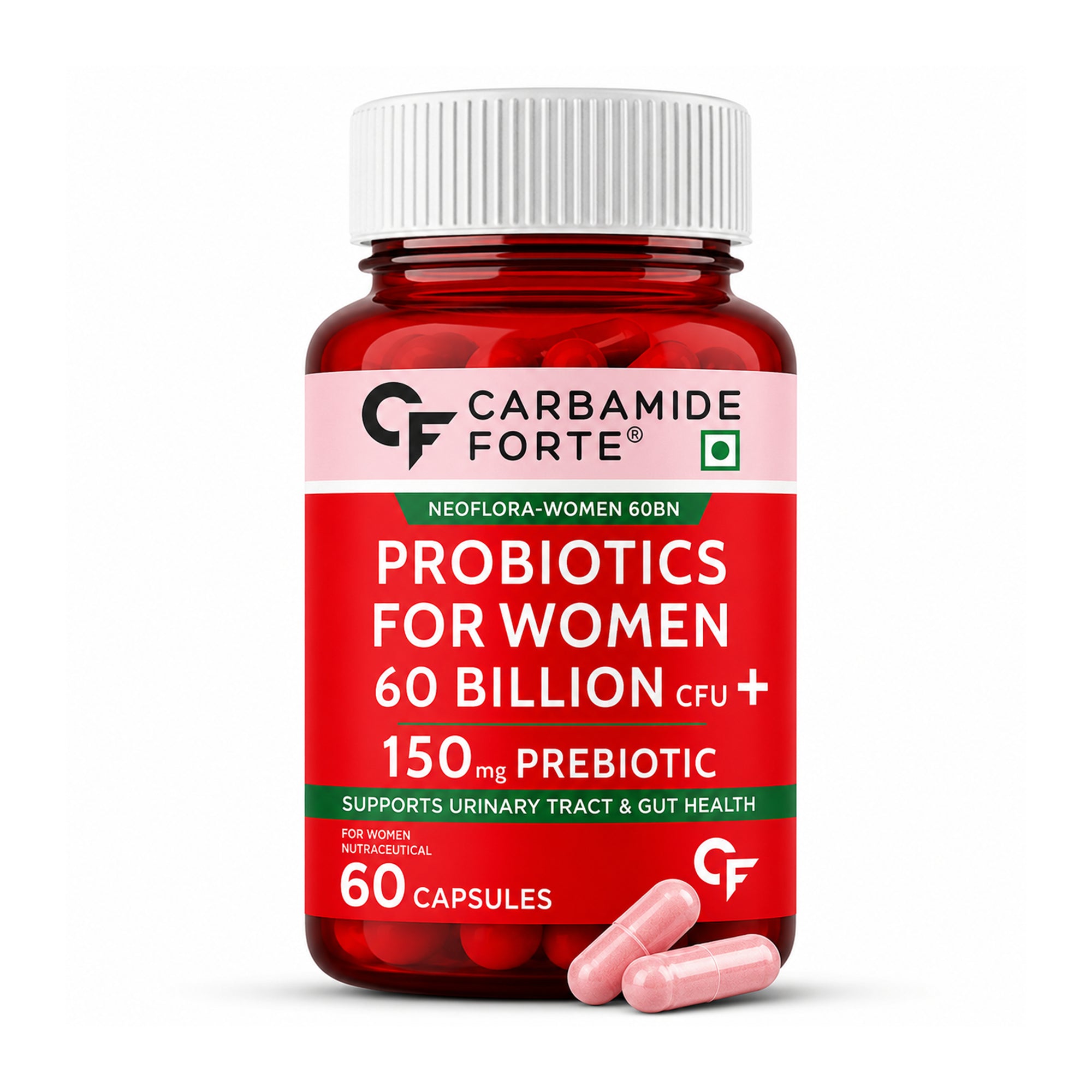 Women's Probiotic 60 Billion CFU with 22 Strains, Prebiotic, Cranberry & D-Mannose | Gut, Digestive & Vaginal Health Support | 60 Capsules
