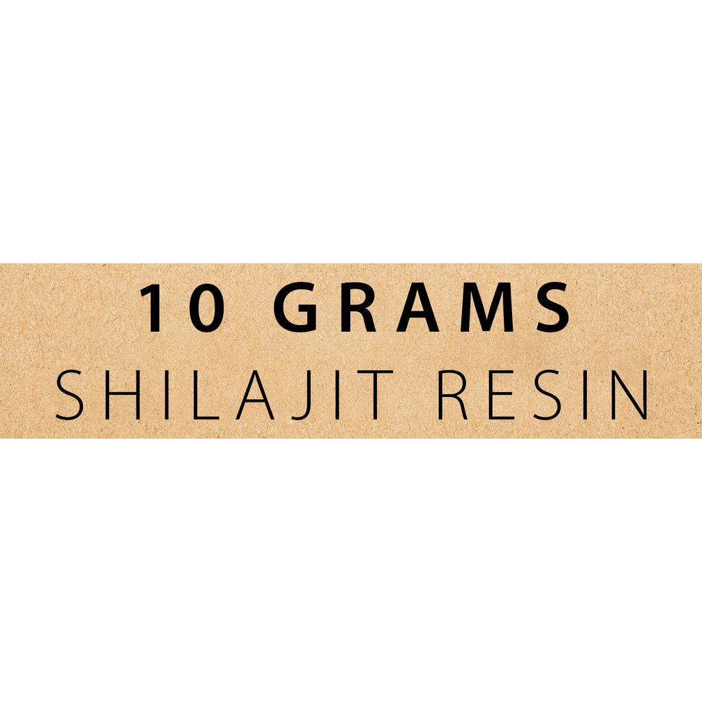 Natural wellness shilajit resin product by Kavra with herb sprig and stone styling