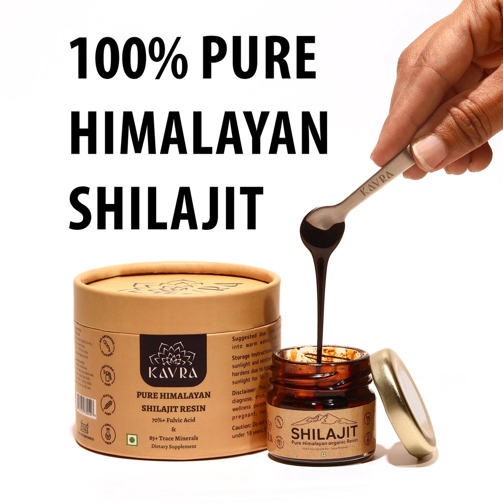 Organic Himalayan shilajit resin supplement with high fulvic acid content by Kavra
